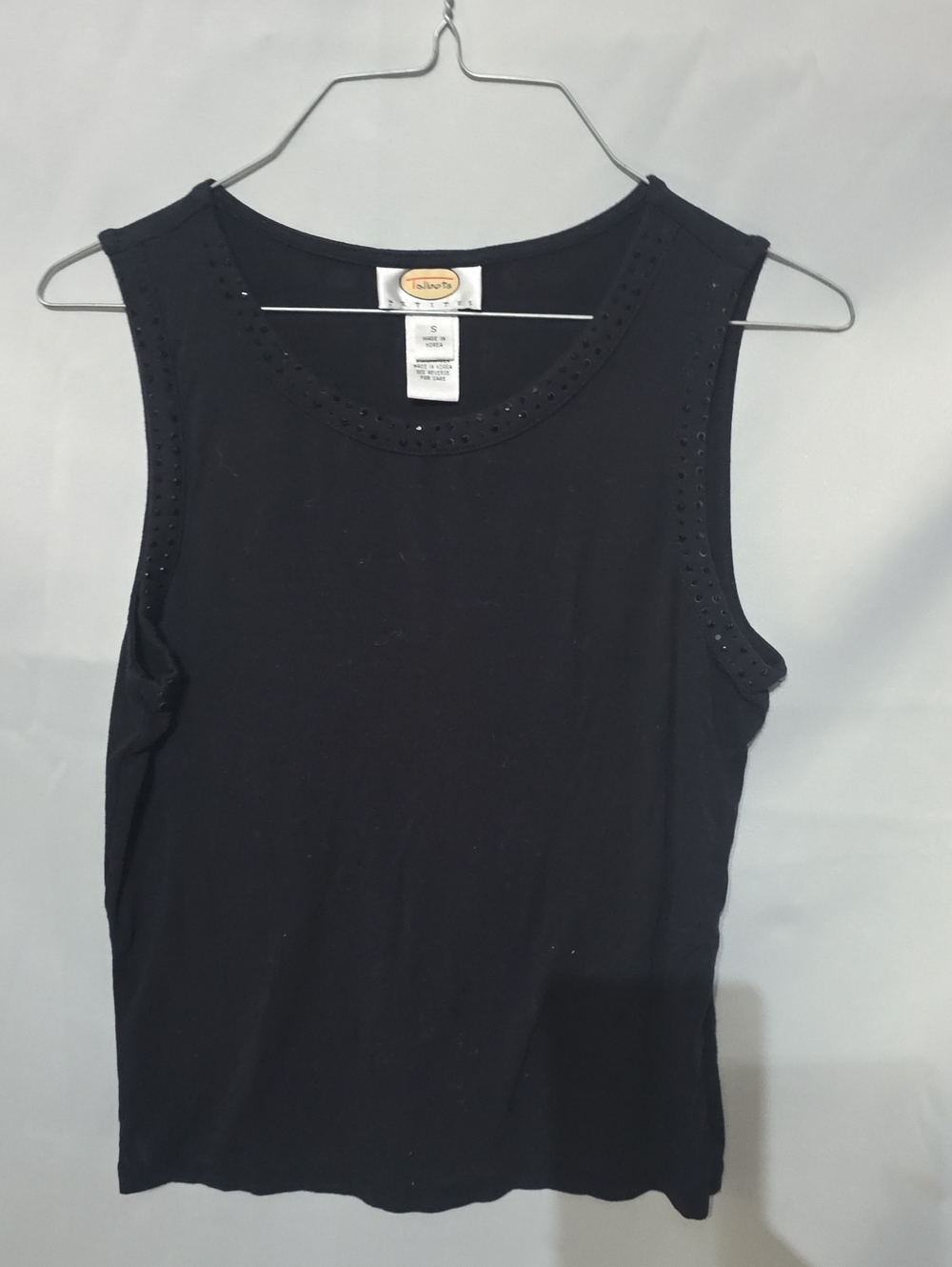 Talbots Black Sleeveless Eyelet-Trim Tank